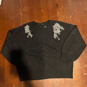 Embroidered Black Sweater